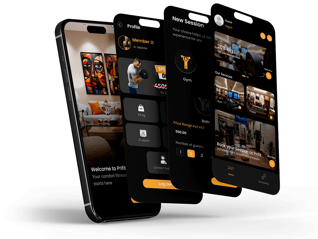 PriFit app preview on iOS and Android
