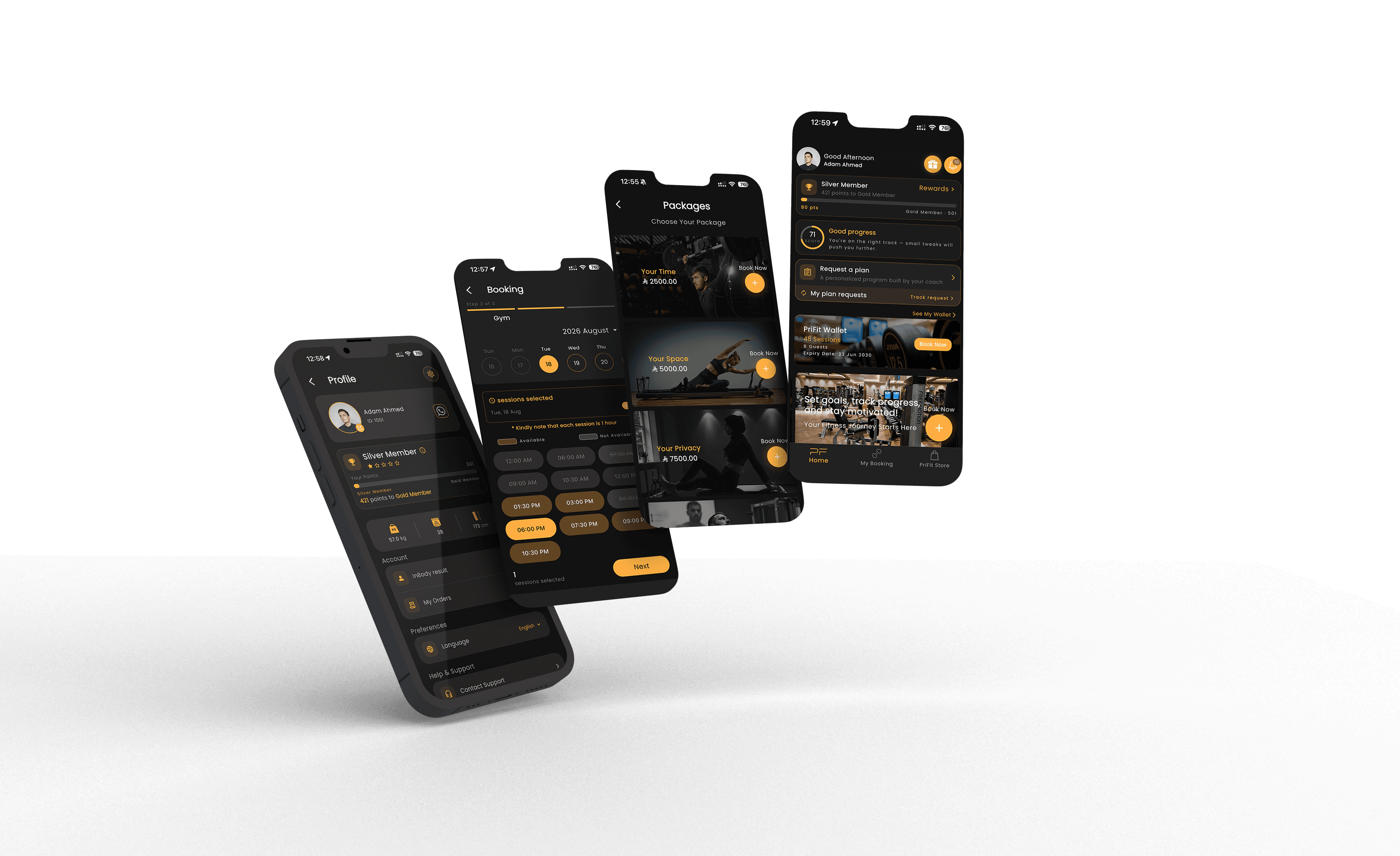 PriFit app preview on iOS and Android