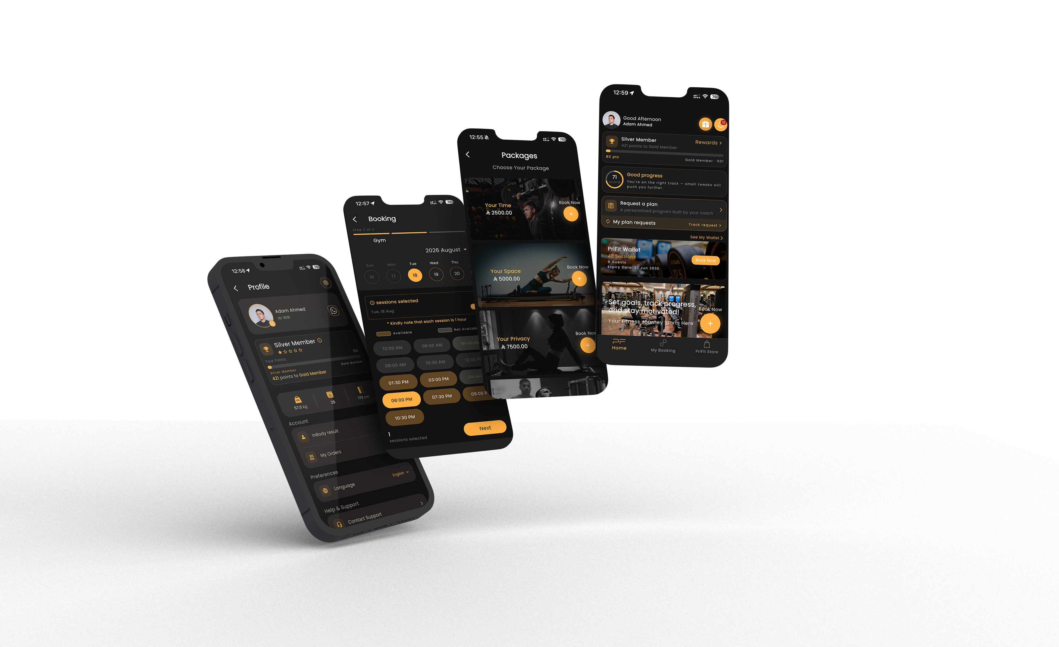 PriFit app preview on iOS and Android